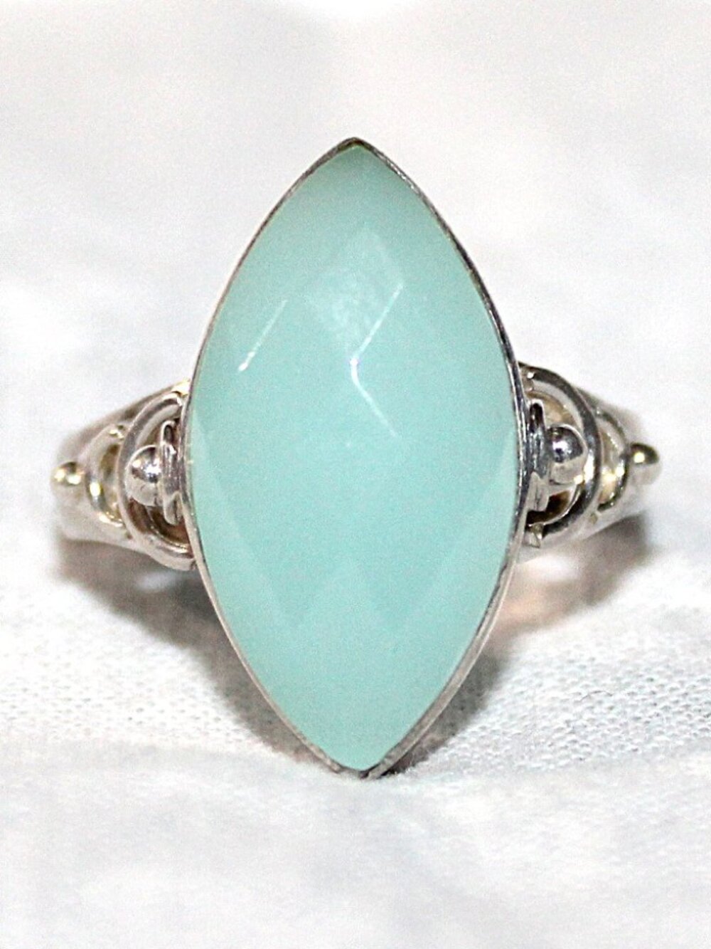 Sterling Silver Blue Glass RIng SZ 7